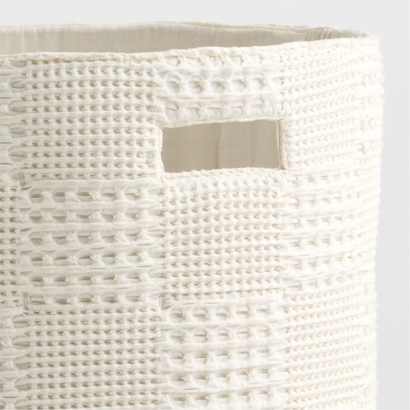 Nella Cream Cotton Waffle Weave Kids Hamper with Handles - Image 1