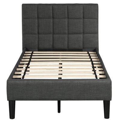 Upholstered Diamond Stitched Platform Bed (Twin, Gray) - Image 0