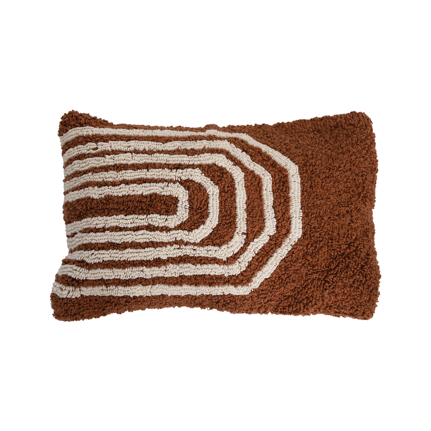 Cotton Tufted Lumbar Pillow with Geometric Design - Image 0