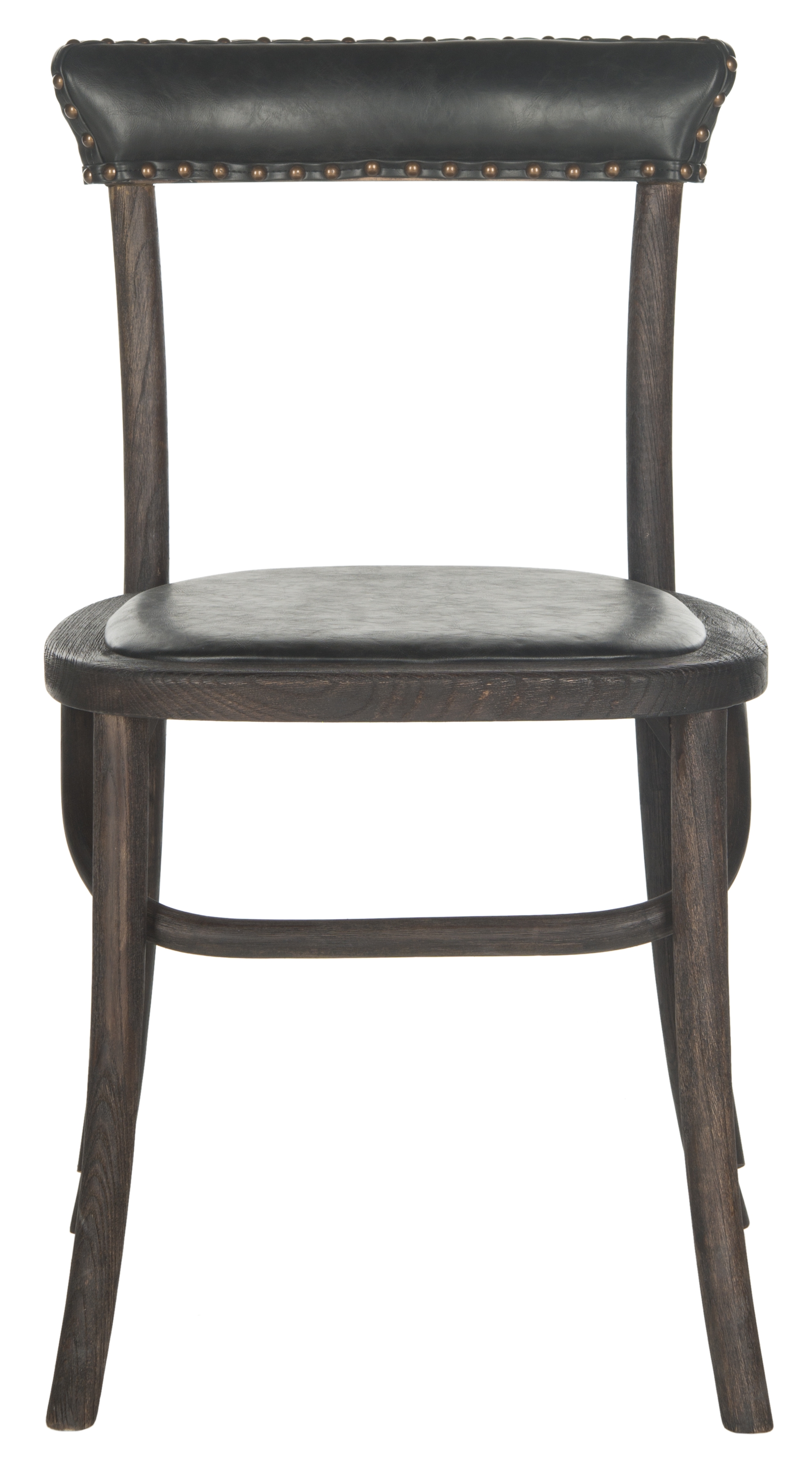 Kenny 19''H Side Chair - Brass Nail Heads - Antique Black/Dark Umber - Safavieh - Image 1
