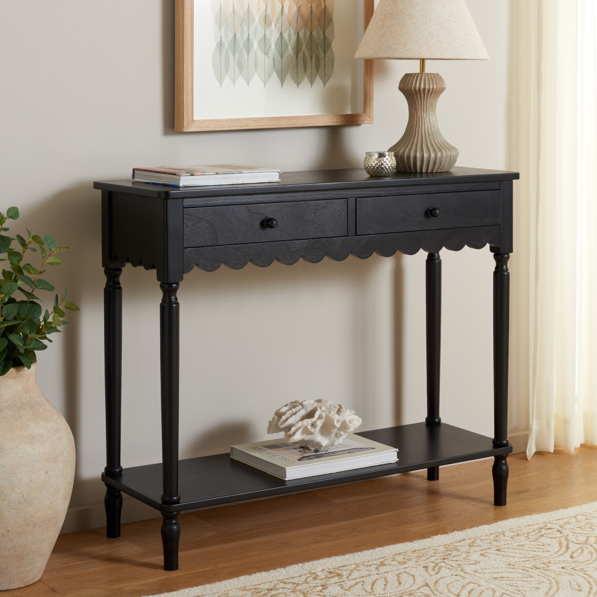 Haven 2 Drawer Small Console - Matte Black - Image 1