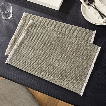 Natural Fringe Cotton Jute Placemat, Set Of 2, Birch - Image 1