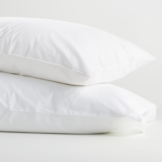 Crisp Cotton Percale White King Pillowcases, Set of 2 - Image 0