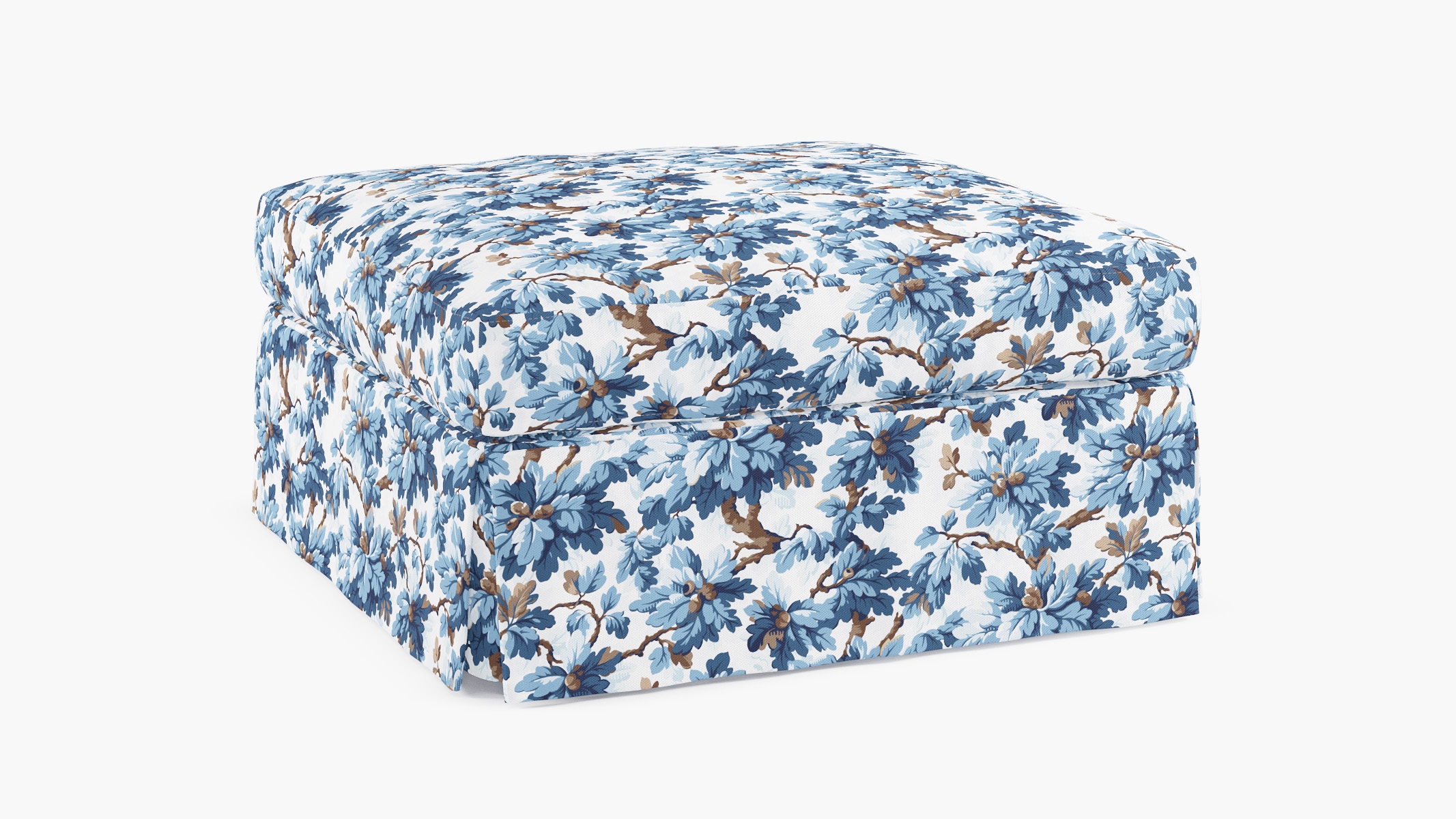 Skirted Cocktail Ottoman, Delft Woodland - Image 1