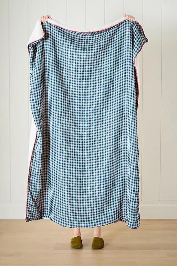 Gauze Cotton Sherpa Floral Printed Throw Blanket - Image 0