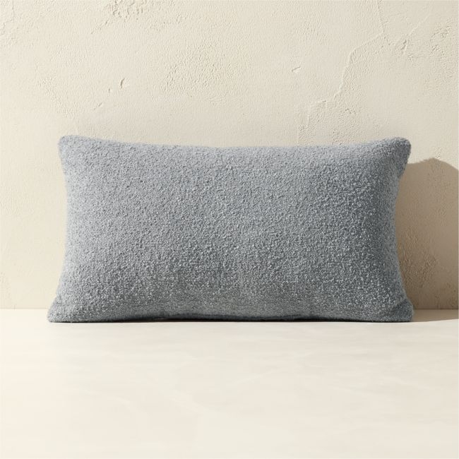 Silves Cool Grey Boucle Outdoor Throw Pillow 20"x12" - Image 0