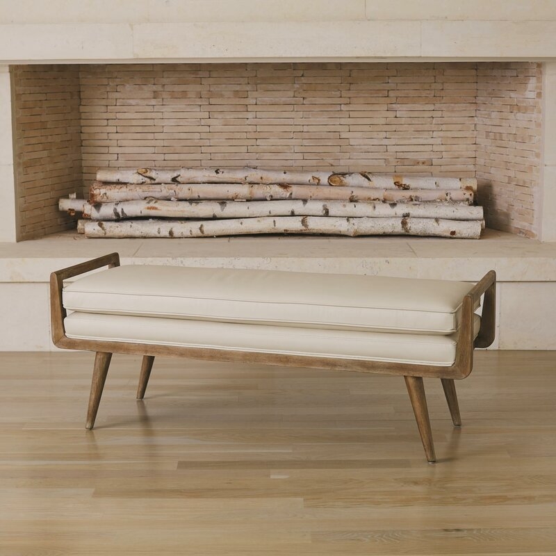 Global Views Lucas Long Faux Leather Bench - Image 0