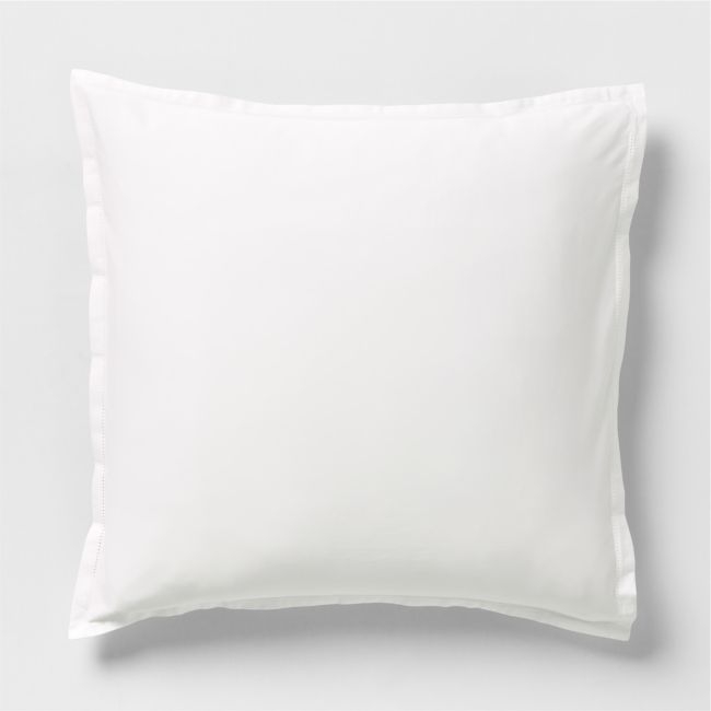 Serene Washed Organic Cotton Sateen White Euro Bed Pillow Sham - Image 0