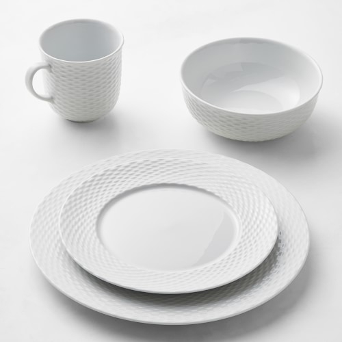 Pillivuyt Basketweave Porcelain 16-Piece Dinnerware Set with Cereal Bowl - Image 0