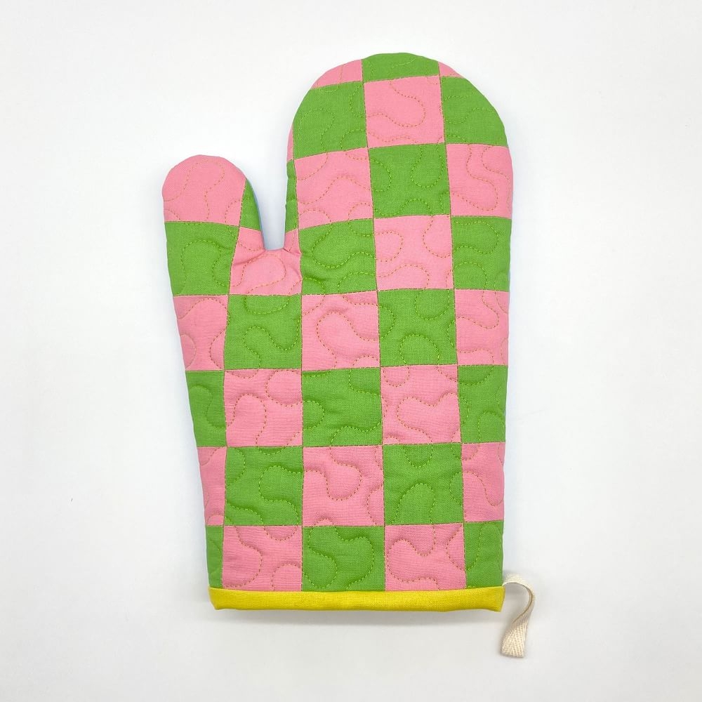 Oven Mitt In Pink Green Check - Image 0
