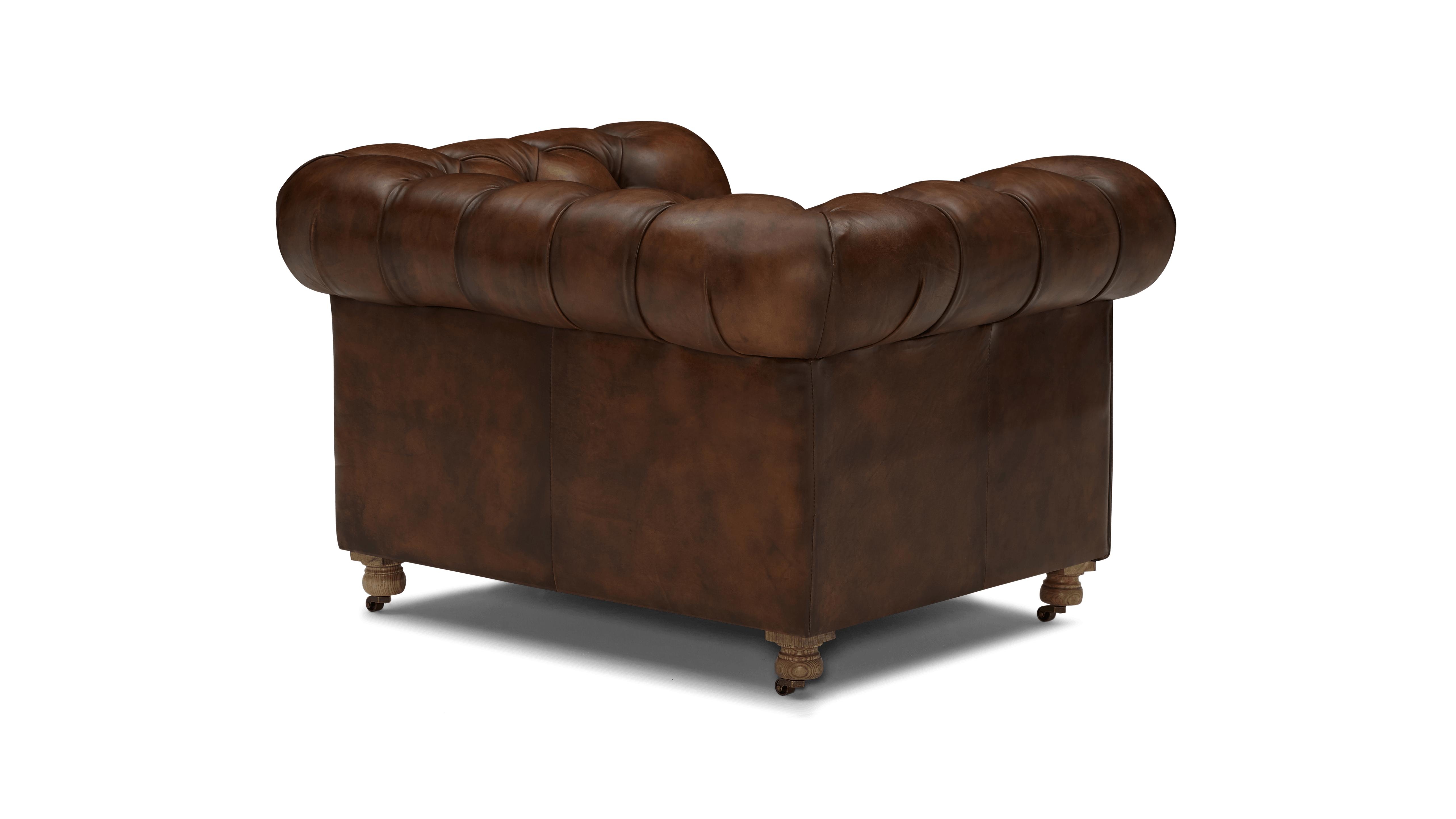 Liam Chesterfield Leather Chair - Palermo Coffee - Brown - Image 3