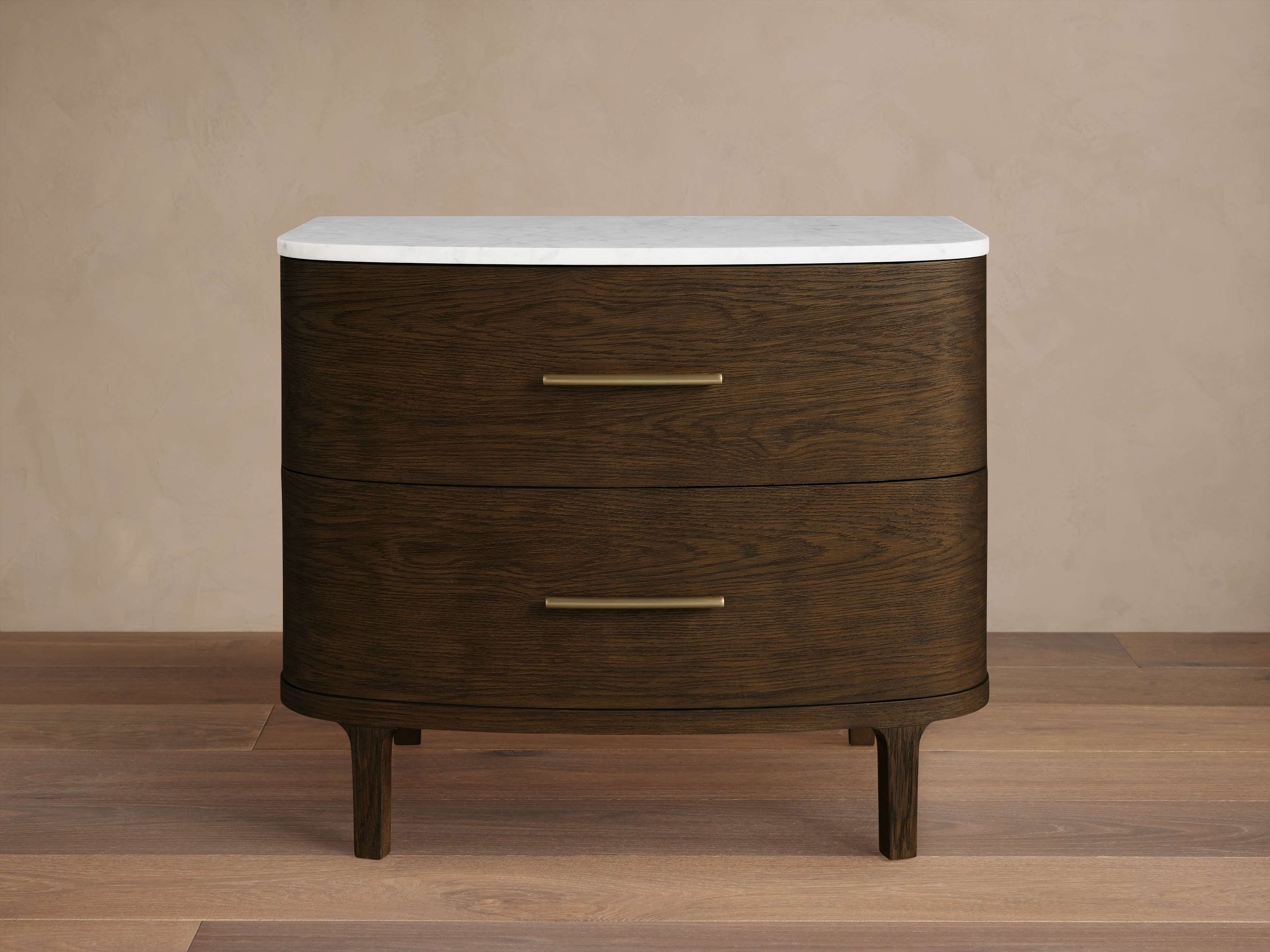 Danny Nightstand in Stone 26" White  Mocha/Carrara Marble - Image 0