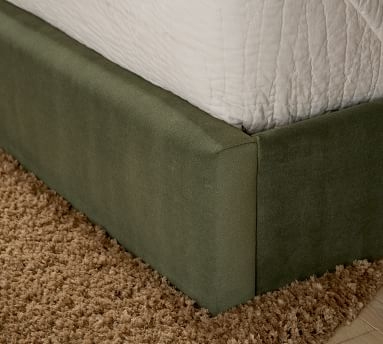 Raleigh Square Upholstered Low Platform Bed without Nailheads, King, Performance Heathered Velvet Olive - Image 2