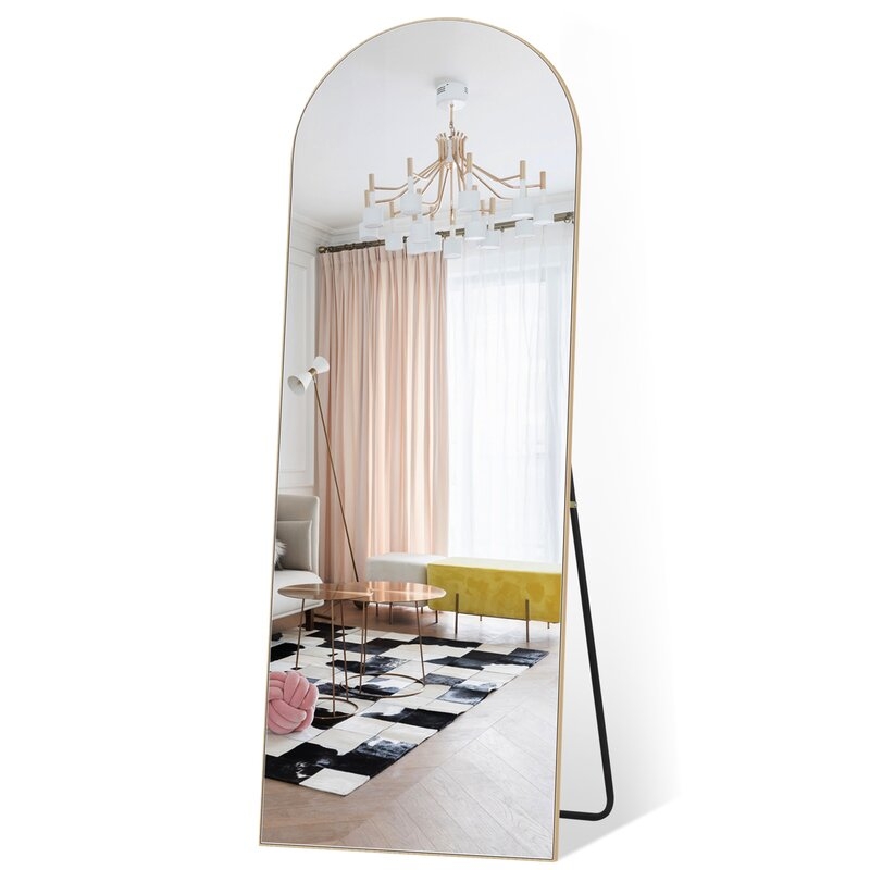 Ayrin Floor Full Length Mirror, Light Wood - Image 0