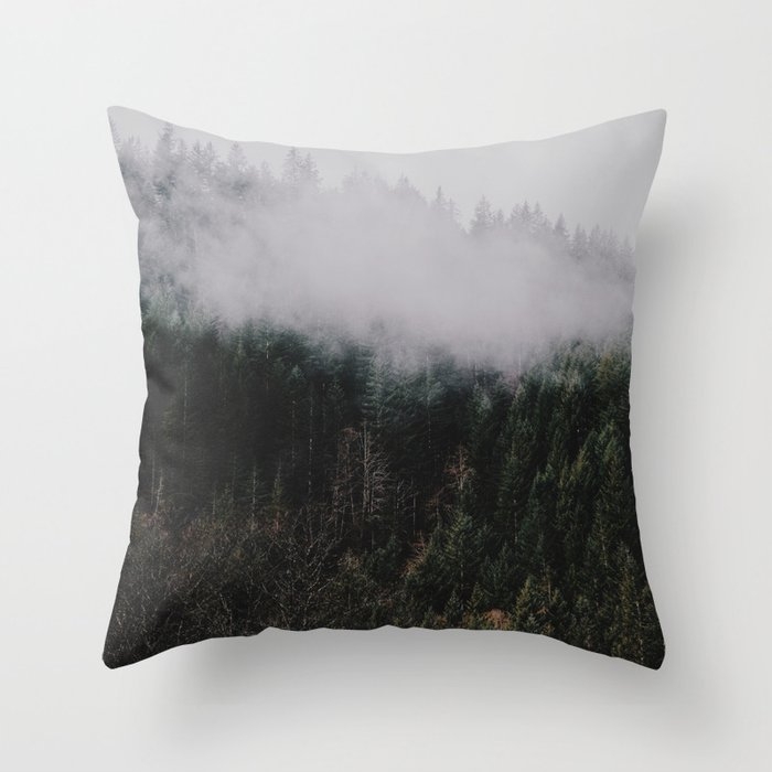 Forest Fog Iv Couch Throw Pillow by Hannah Kemp - Cover (24" x 24") with pillow insert - Indoor Pillow - Image 0