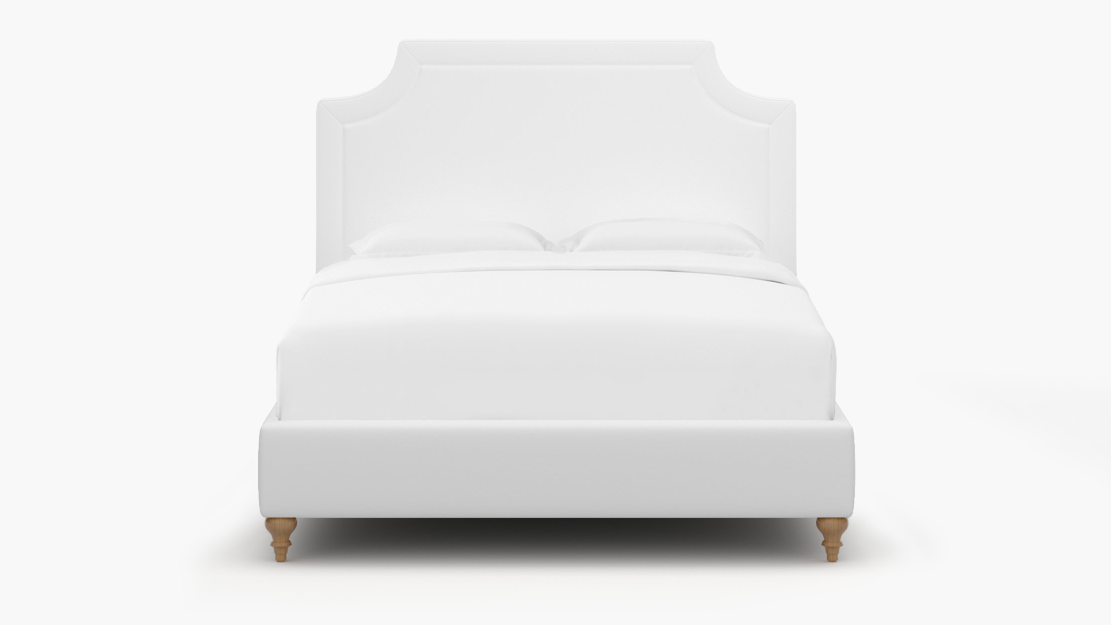 Deco Bed, White Twill, Natural Traditional Turned Leg, King - Image 0