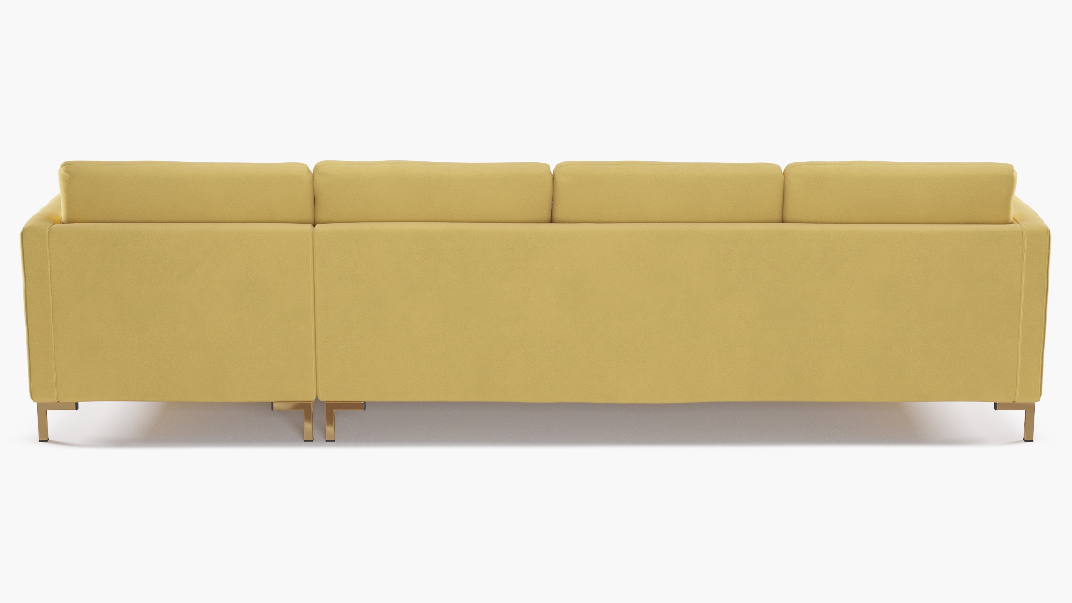 Right Facing Modern Sectional, Canary Classic Velvet, Brass - Image 3