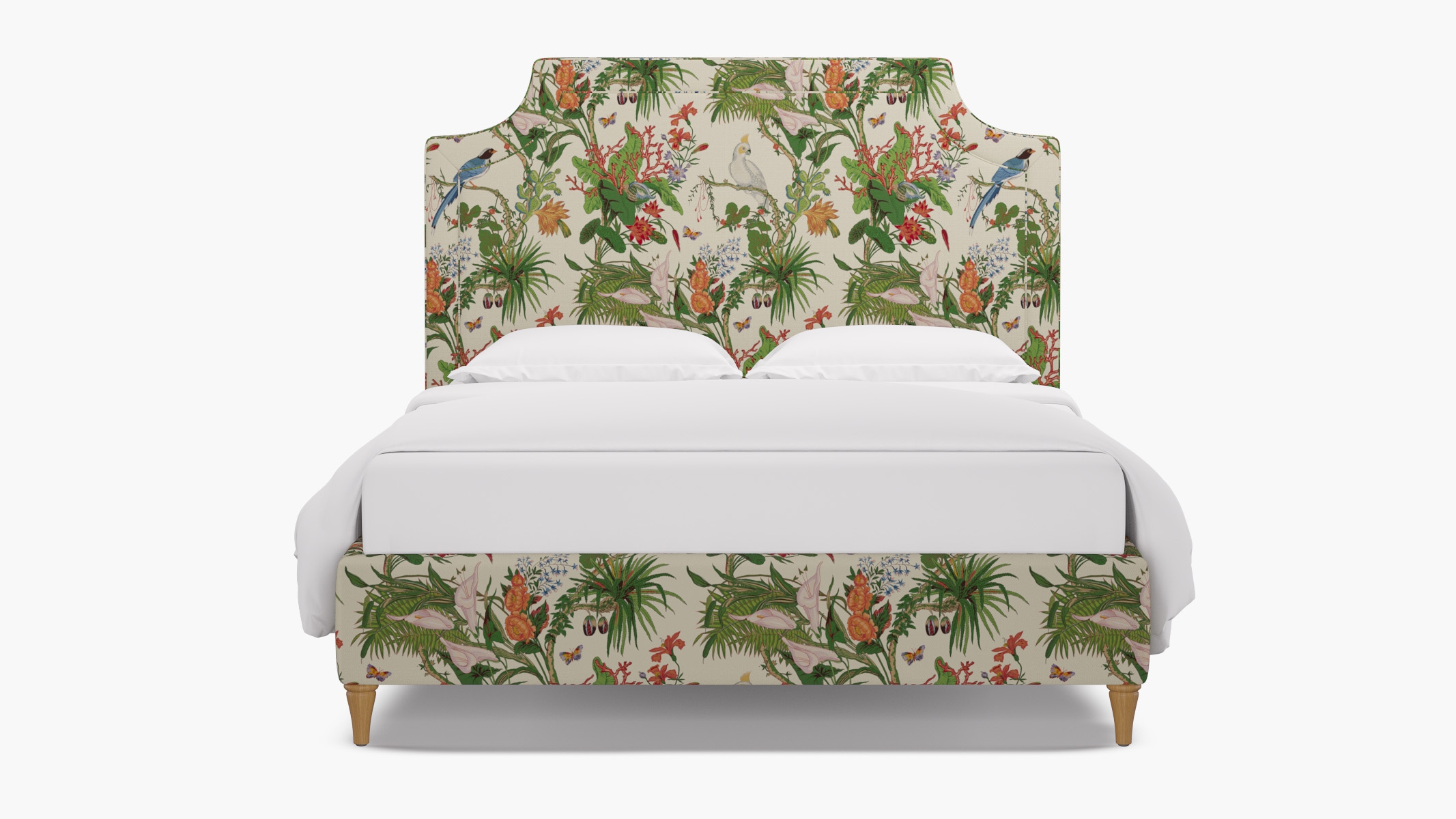 Deco Bed, White Cinque Terra, Natural Decorative Tapered Leg, Twin - Image 0