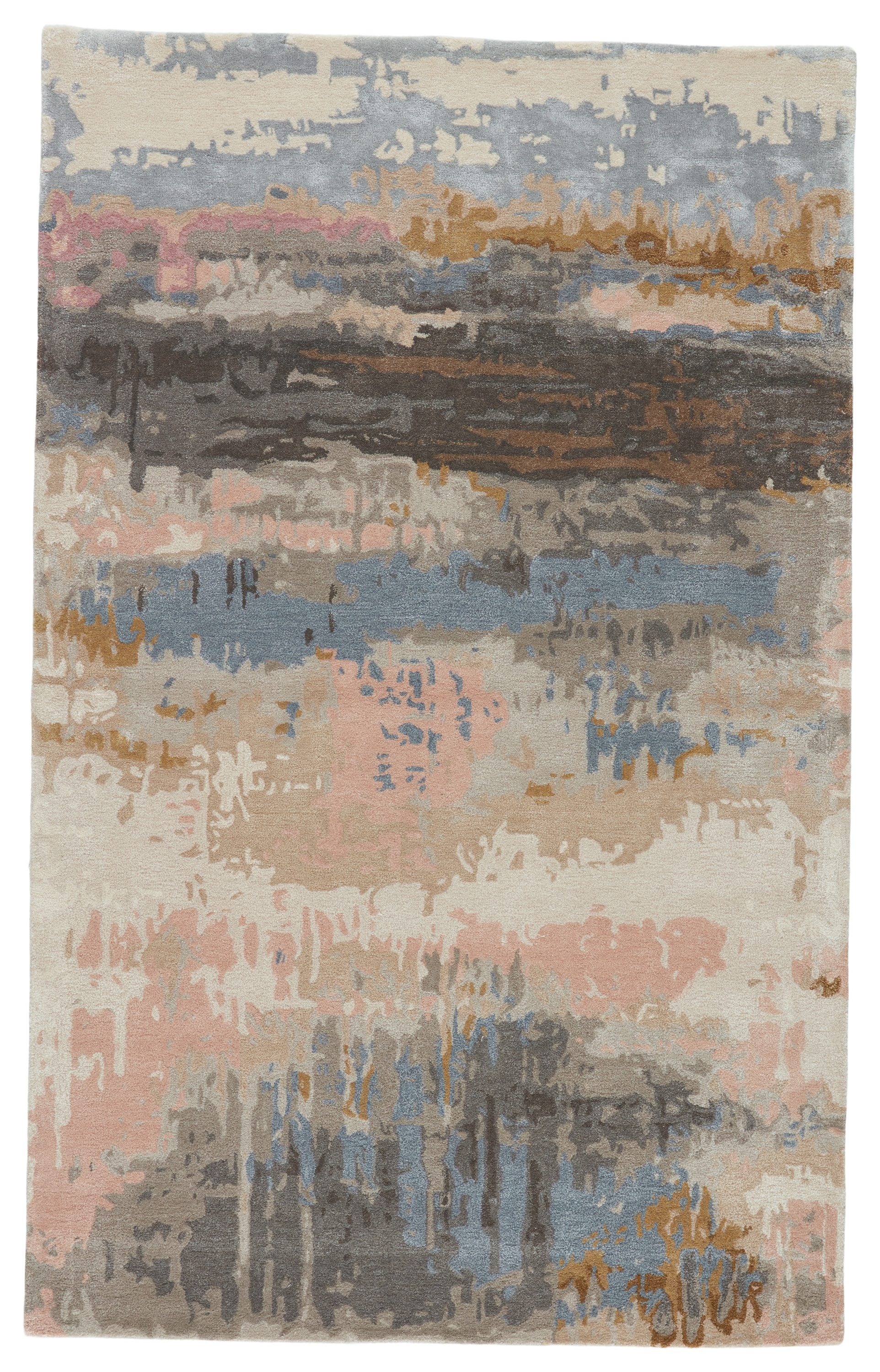 Benna Handmade Abstract Blush/ Light Blue Area Rug (12'X15') - Image 0