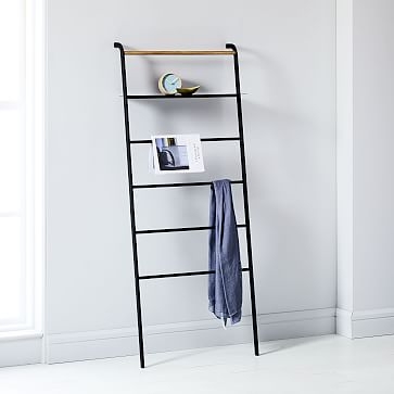 Leaning Ladders with Shelves, White - Image 1