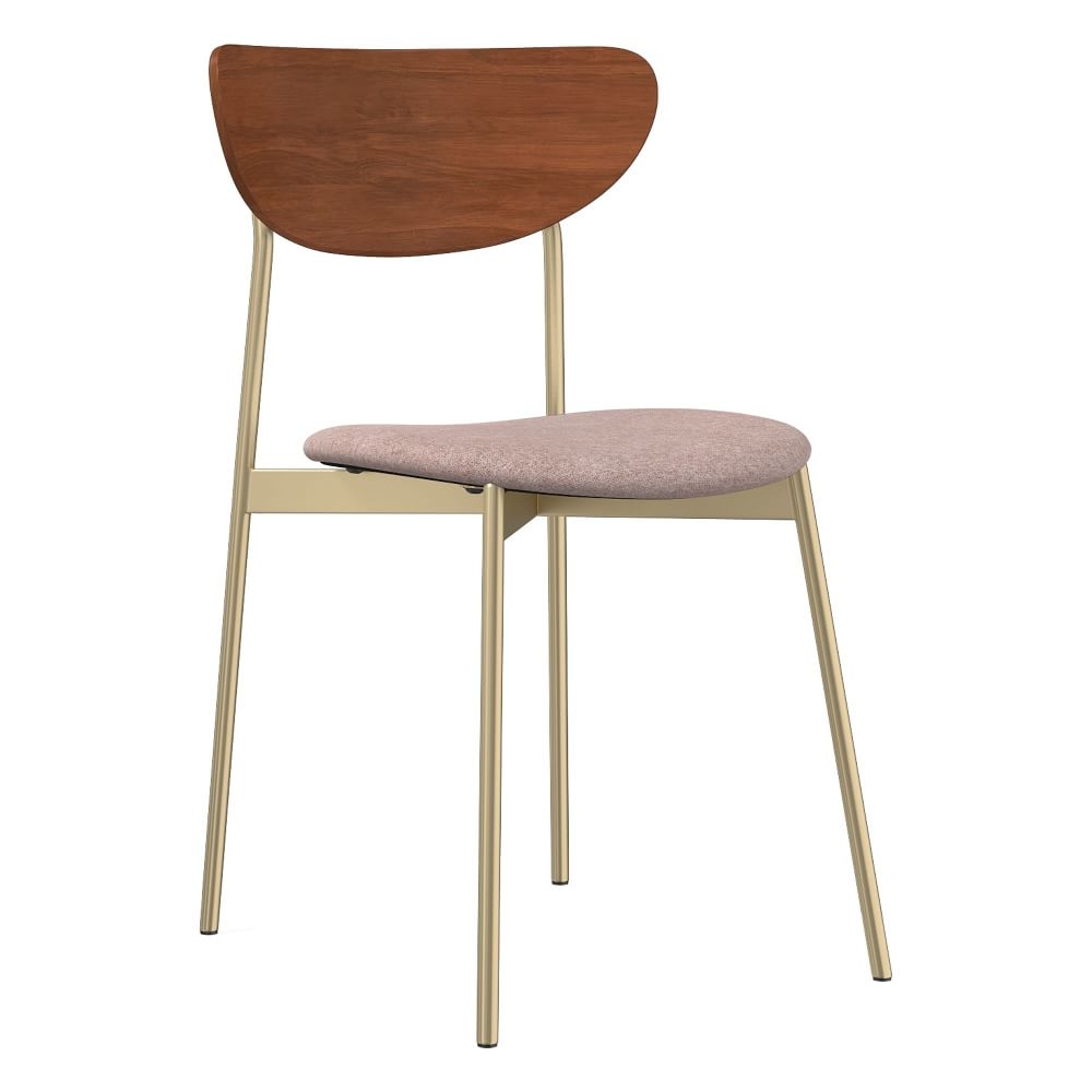 Modern Petal Wood/Upholstered Dining Chair,Distressed Velvet,Mauve,Light Bronze - Image 0