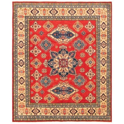 One-of-a-Kind Hand-Knotted New Age 8'2" x 9'10" Wool Area Rug in Red - Image 0
