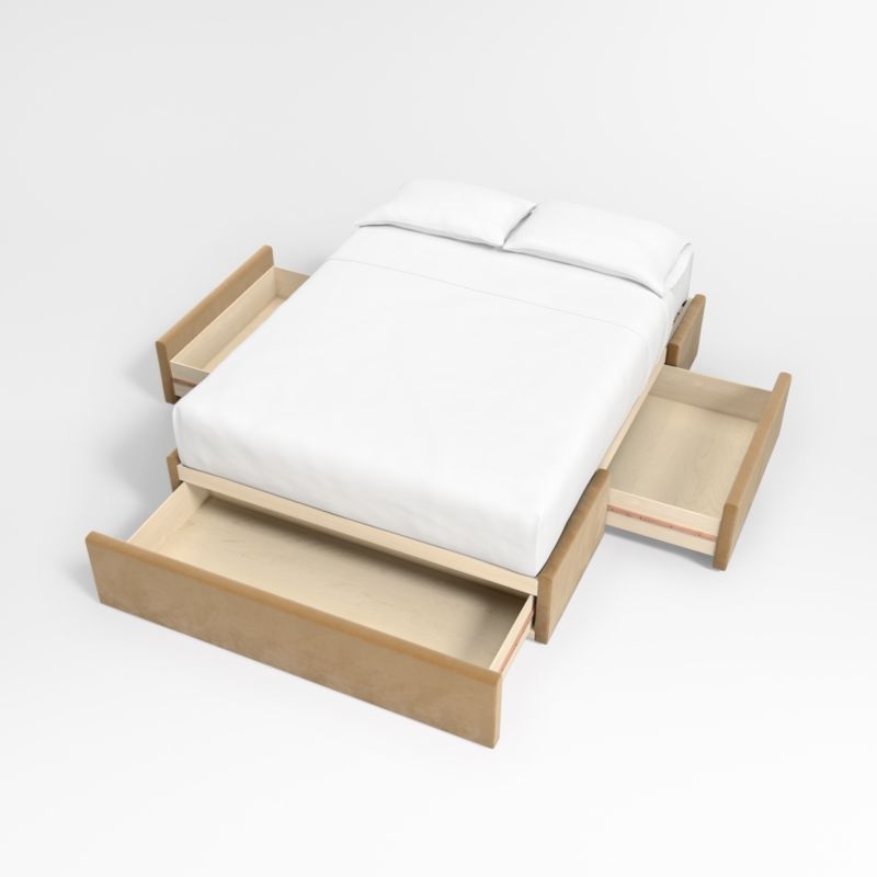 Arden 52" Camel Brown Upholstered Queen Headboard with Storage Bed Base - Image 3
