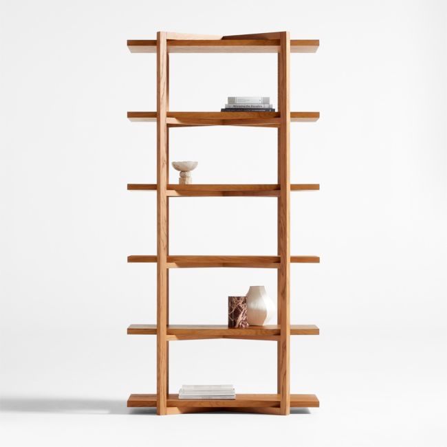 Thomas Barley Oak Wood Modular Narrow 5-Shelf Open Bookcase - Image 0