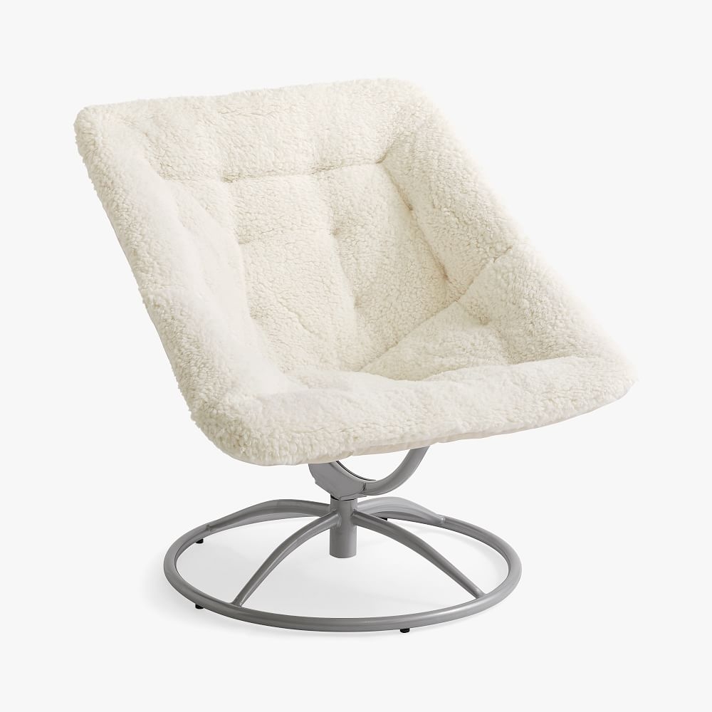 Sherpa Ivory/White Square Hang-A-Round Swivel Chair - Image 0