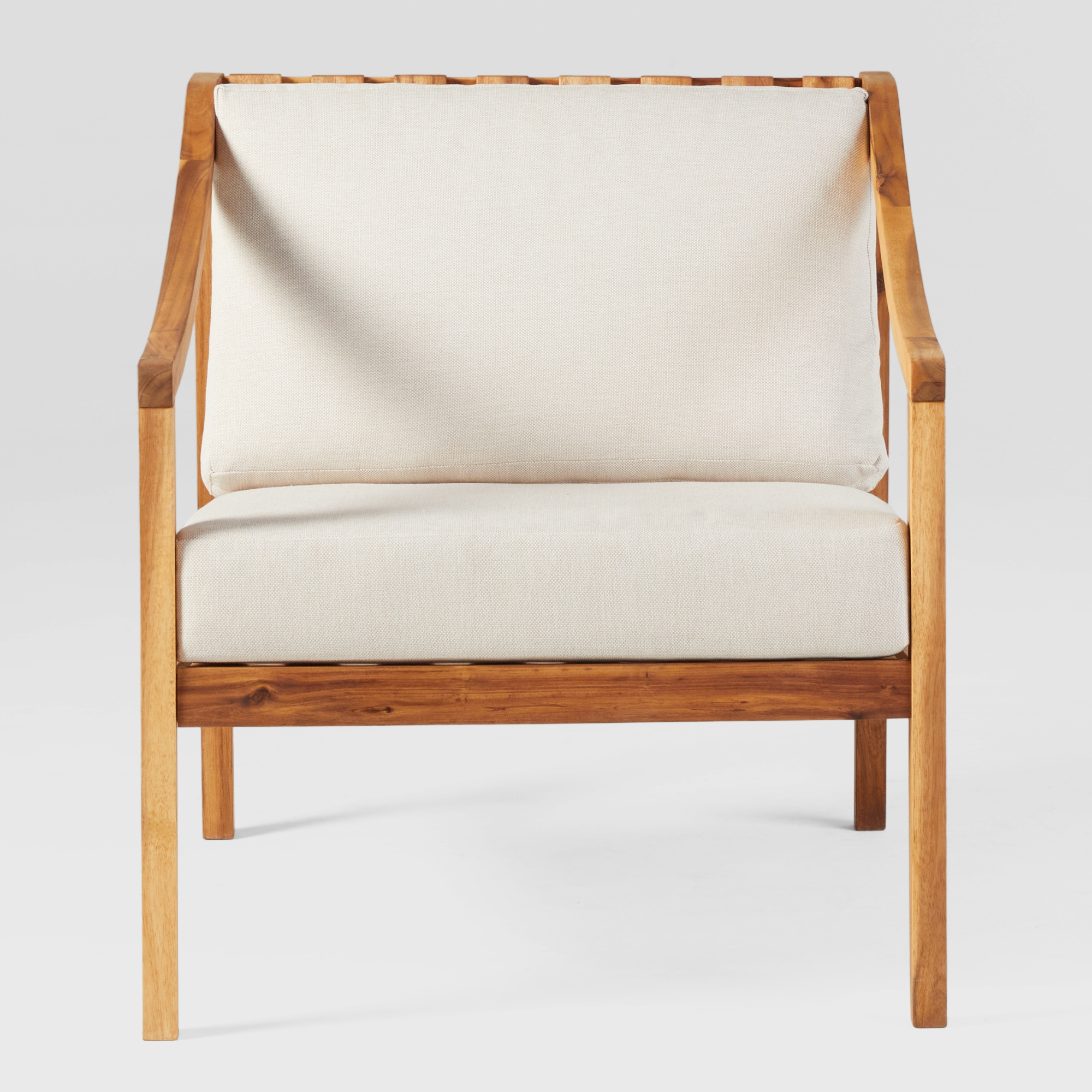 Modern Solid Wood Outdoor Curved Arm Club Chair - Natural - Image 5