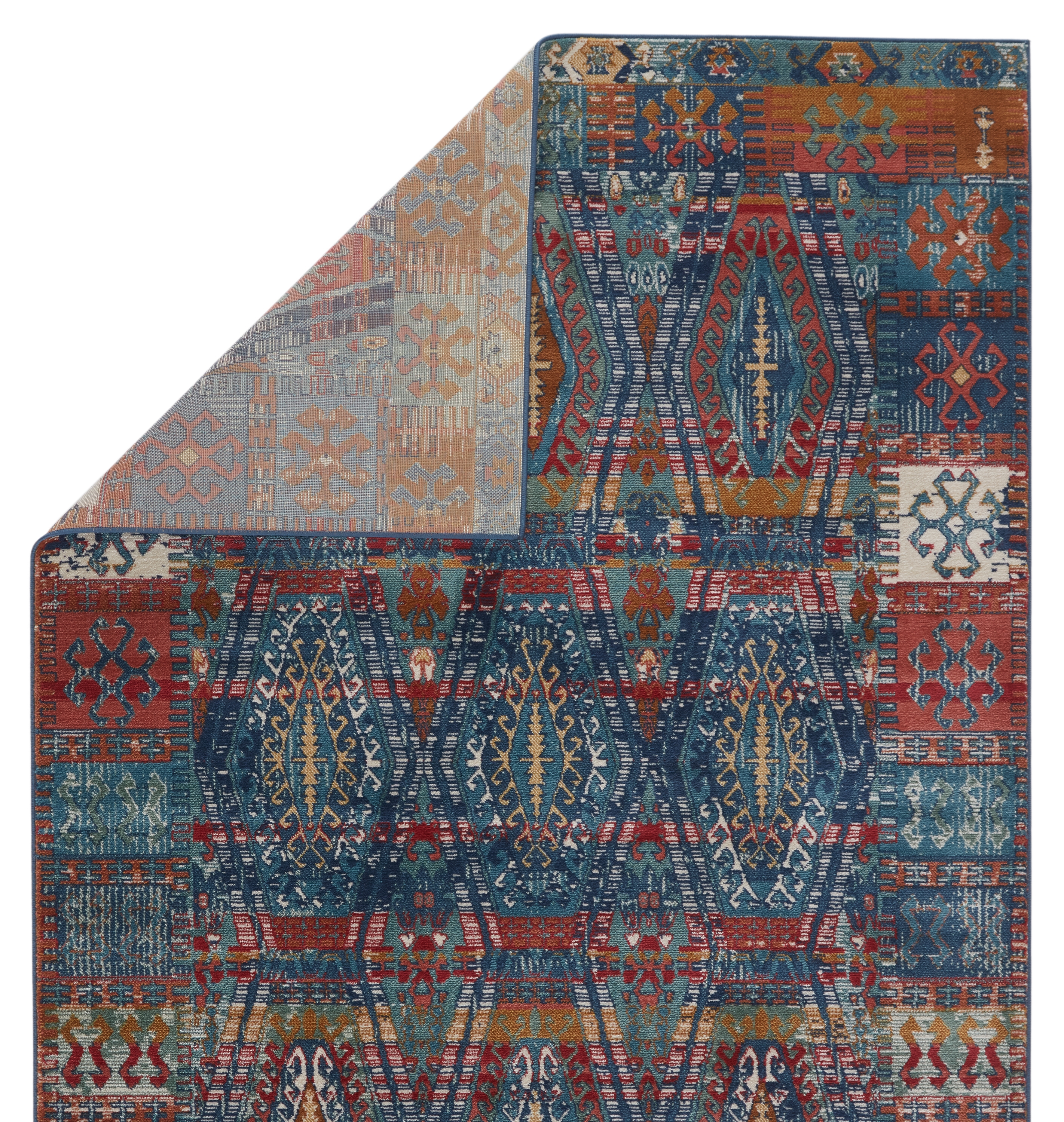 Vibe By Miron Trellis Blue/ Red Area Rug (7'6"X9'6") - Image 2