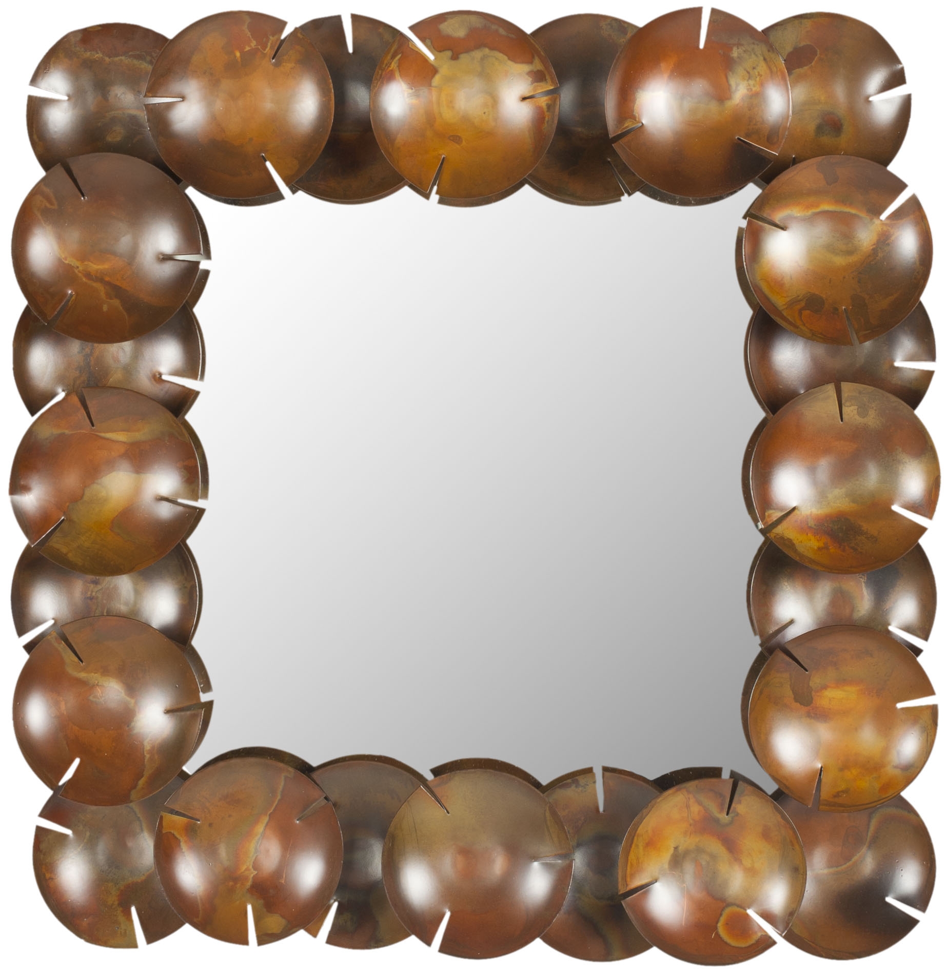 Round Cup Mirror - Burnt Copper - Safavieh - Image 0