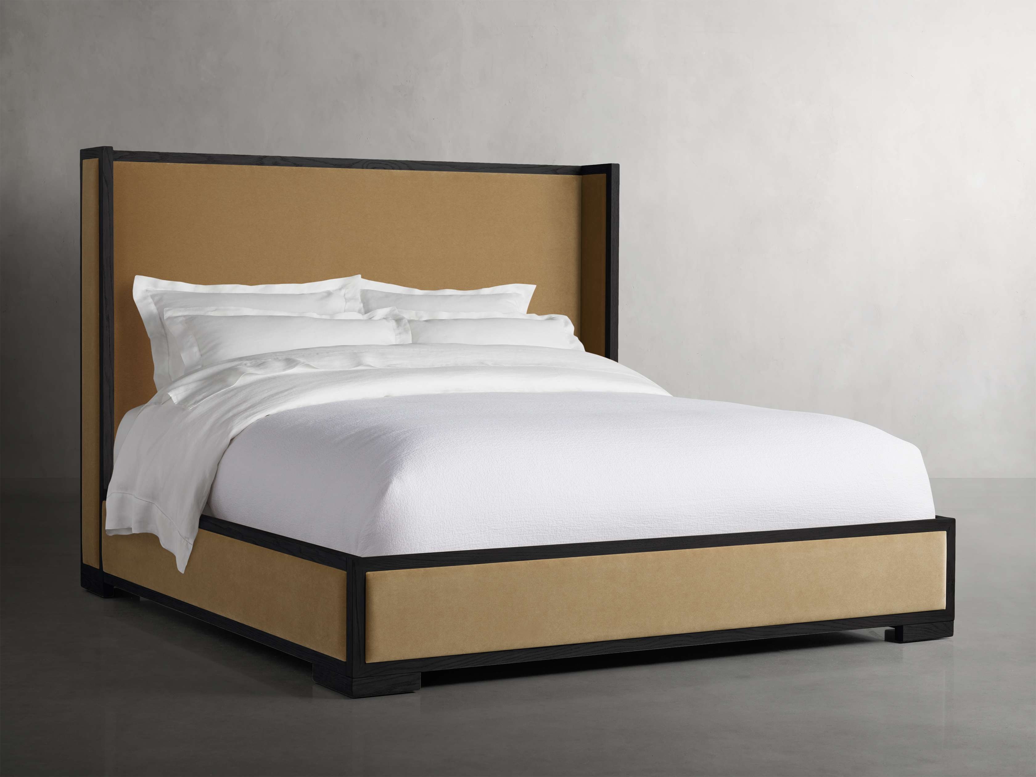 Darien Shelter Bed in Upholstered 60" Queen None  Banks Taupe/Ebony - Image 0