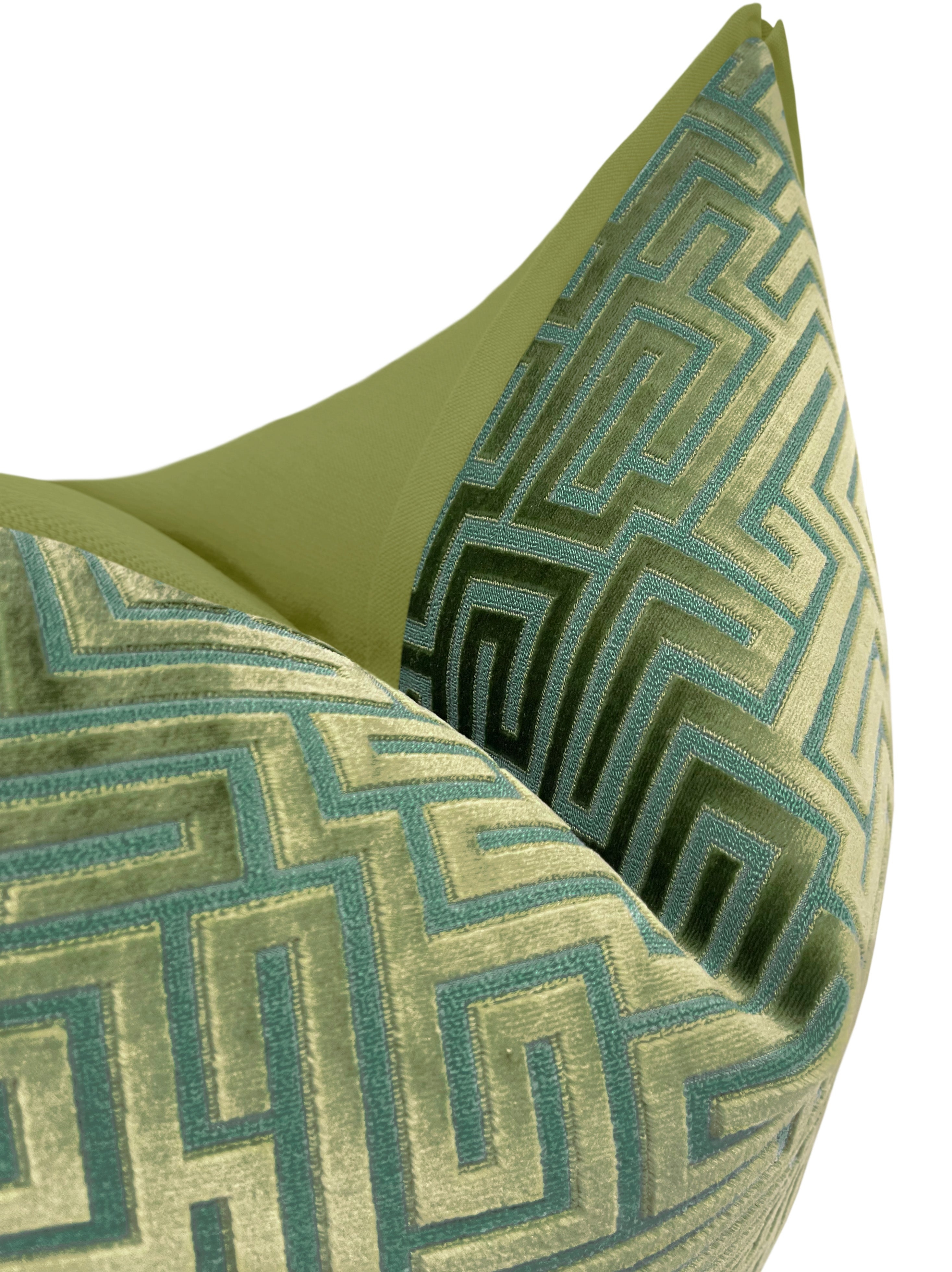 LABYRINTH CUT VELVET // OLIVE JADE | LDC - 20" X 20" / BUTTERFLY FLANGE / Olive - Image 2