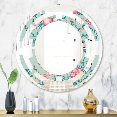 Space Spring Floral Pattern Cottage Americana Frameless Wall Mirror - Image 0