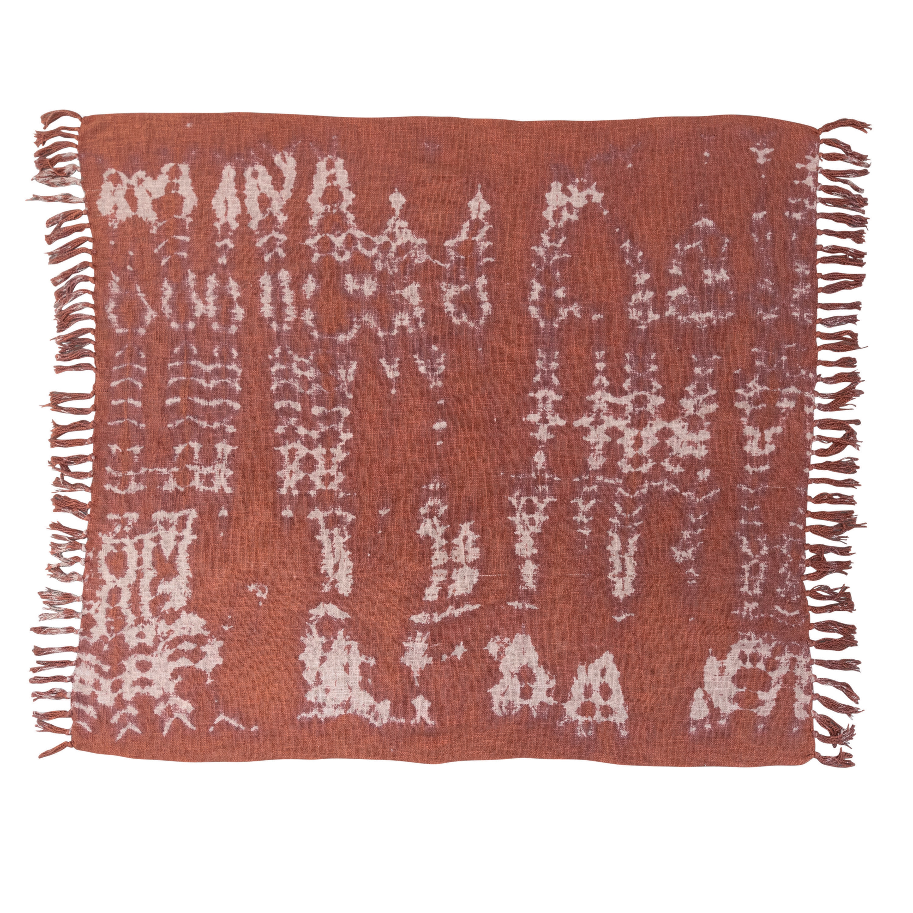 Creative Co-Op Cotton Slub Tie-Dyed Throw with Fringe, Turmeric - Image 0