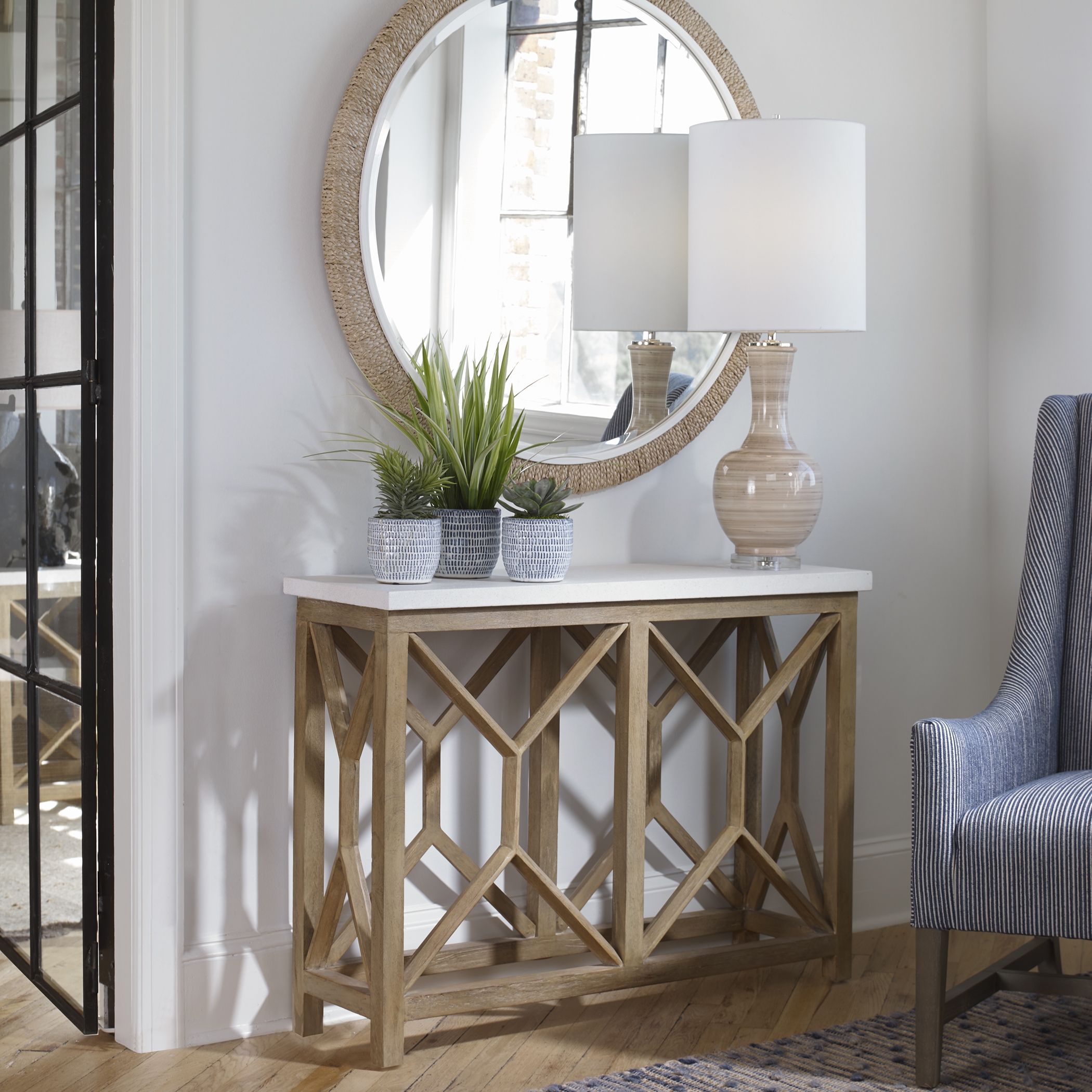 Catali Ivory Stone Console Table - Image 2