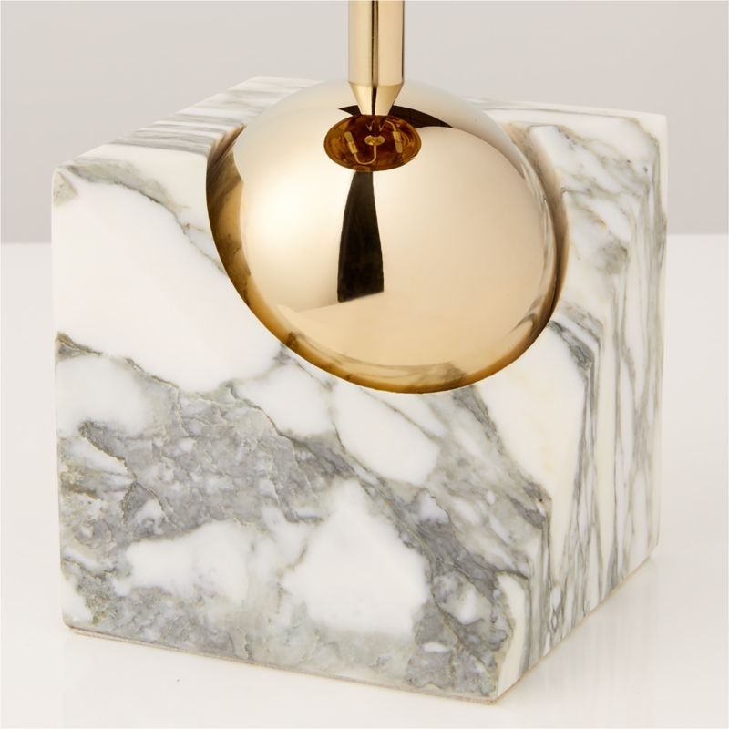 Venus Champagne Brass Metal Dome Table Lamp with White Marble Base - Image 2