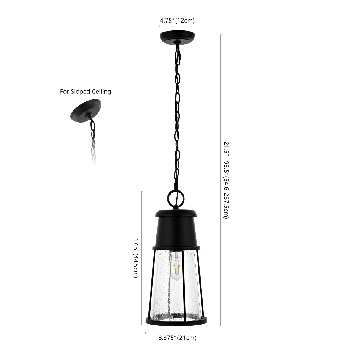 Laela 8.4" Outdoor Pendant - Black - Safavieh - Image 0