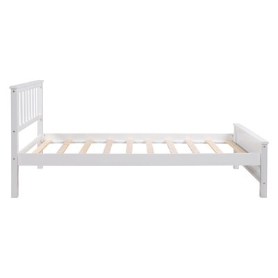 Twin Size Wood Platform Bed With Headboard And Wooden Slat Support - Walnut - Image 0