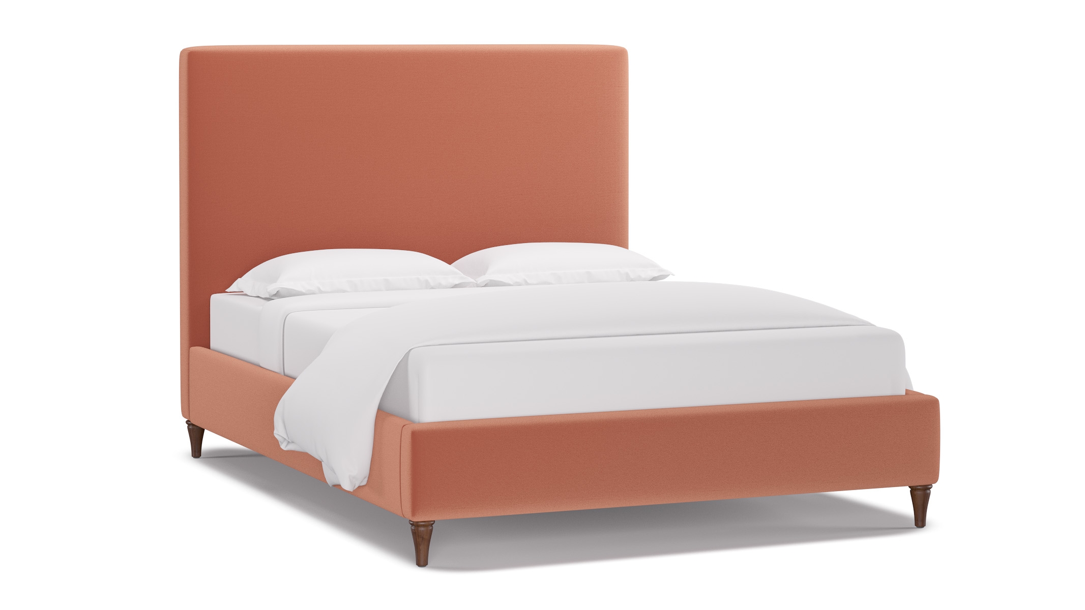 Classic Bed, Coral Performance Velvet, Walnut Decorative Tapered Leg, Queen - Image 1