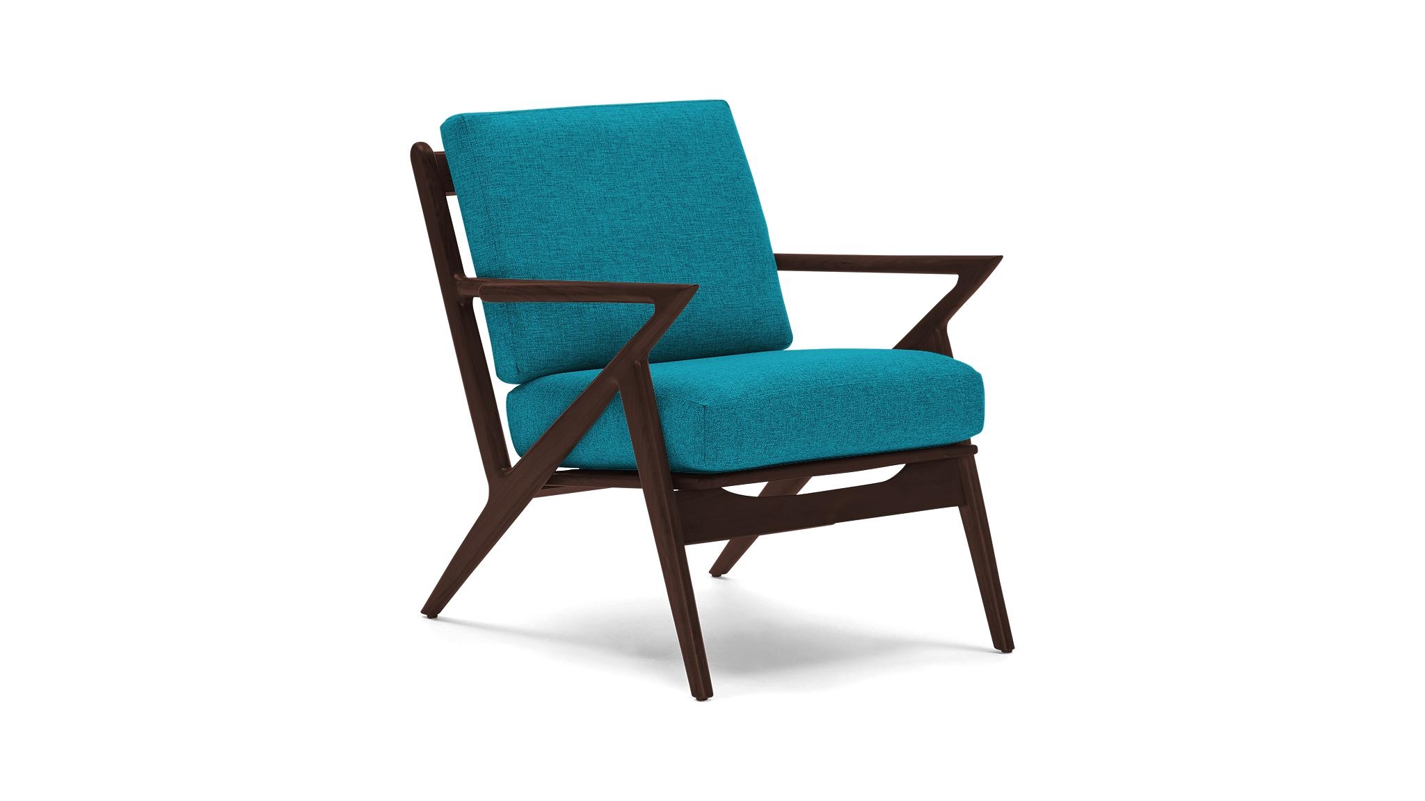 Blue Soto Mid Century Modern Chair - Vibe Aquatic - Walnut - Image 1