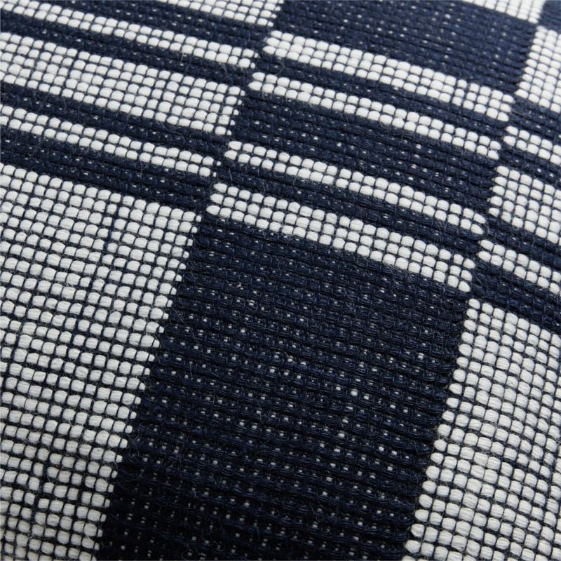 Wool and Linen Blend Plaid 22"x15" Deep Indigo Throw Pillow Cover - Image 1