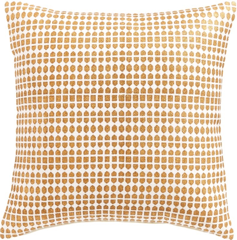 16" Pentagrid Block Print Gold Pillow with Down-Alternative Insert - Image 2
