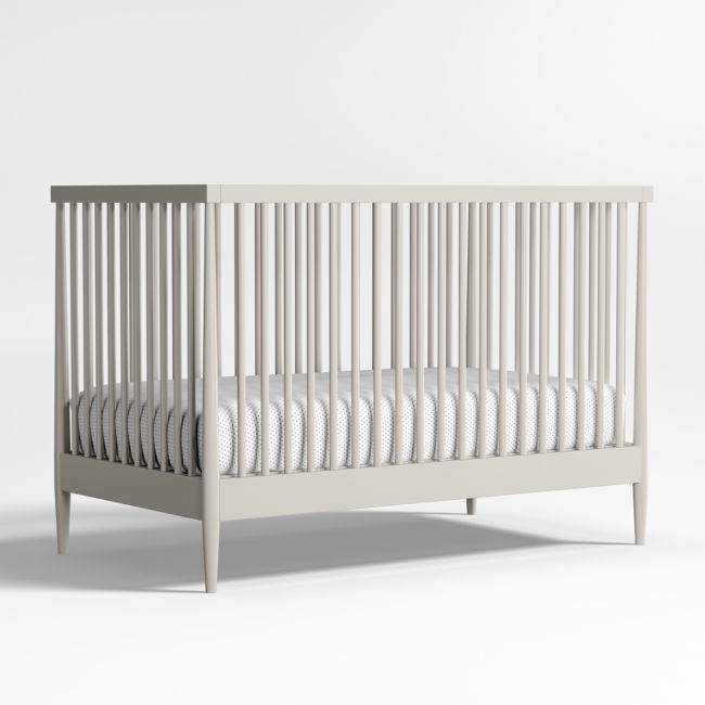 Hampshire Cozy Grey Wood Convertible Baby Crib with Toddler Bed Rail - Image 0