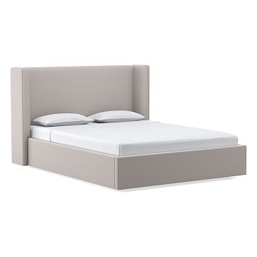 Shelter No Tufting Low Profile Bed, King, Astor Velvet, Storm Gray, No-Show Leg - Image 0