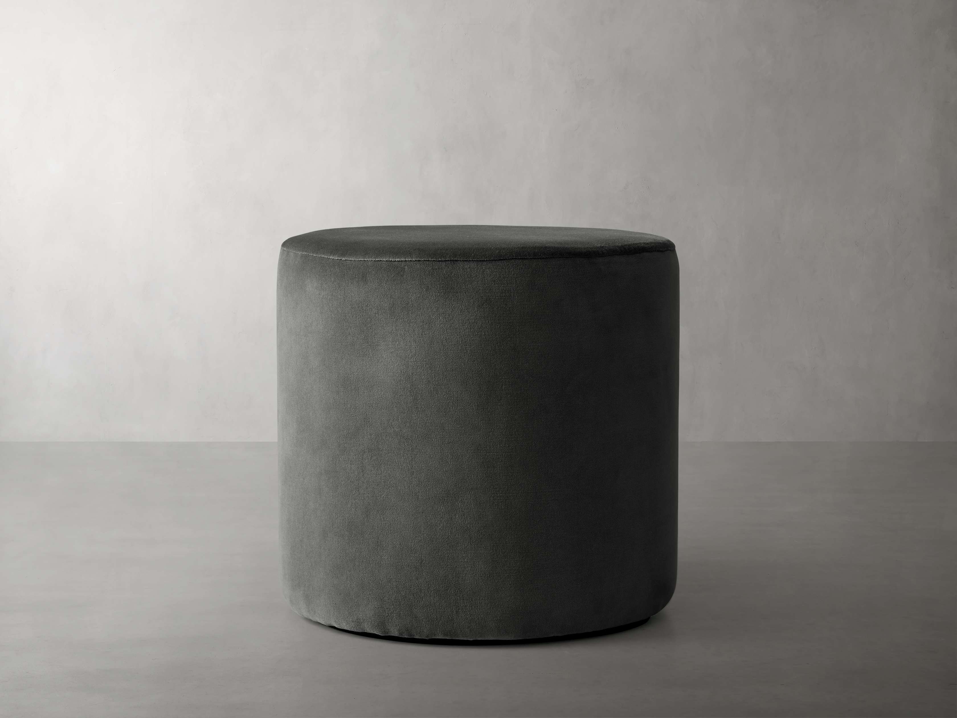 Velvet Round Pouf in Black  Carbon - Image 0
