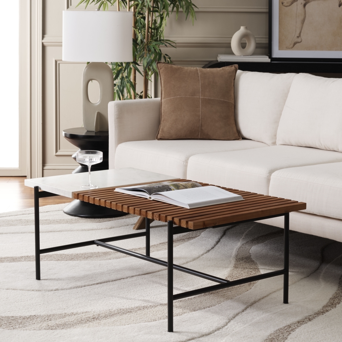 Dallas Coffee Table - Brown / White - Safavieh - Image 1
