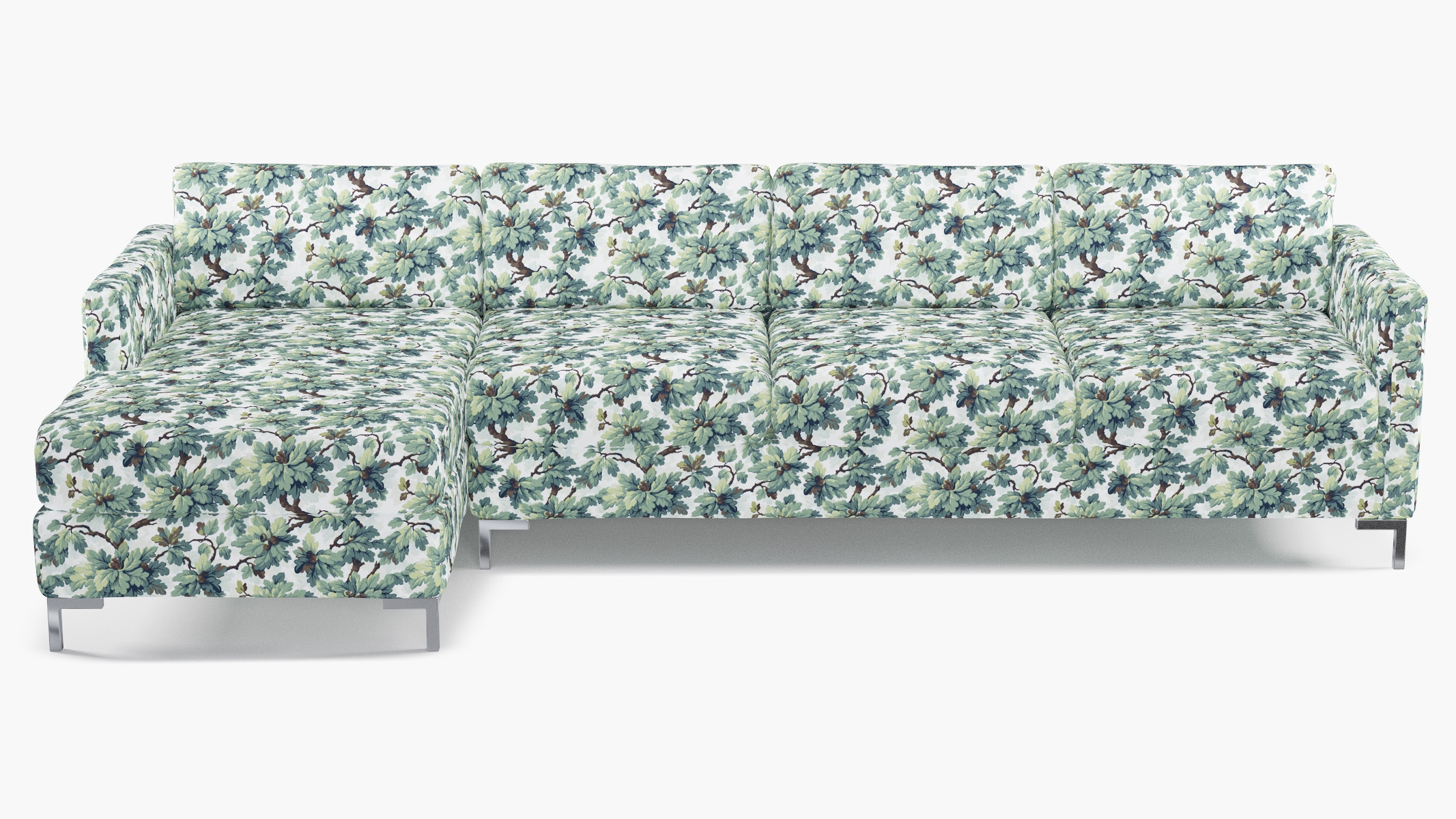 Modern Sectional, Left Facing, Sage Woodland, Chrome L Leg - Image 0