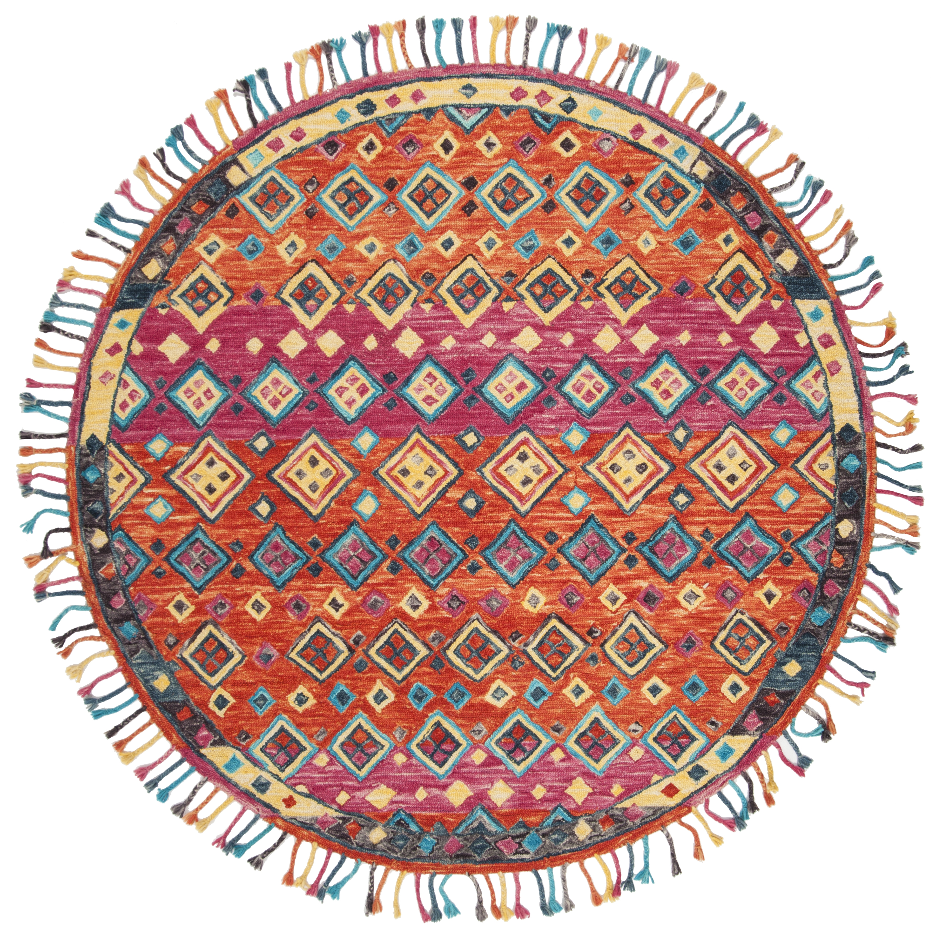 Arlo Home Hand Tufted Area Rug, APN138A, Orange/Fuchsia,  7' X 7' Round - Image 0